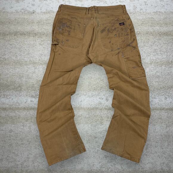 Vintage Dickies Carpenter Pants Tan Canvas Regular Straight Leg Dungarees 90s - Picture 1 of 7